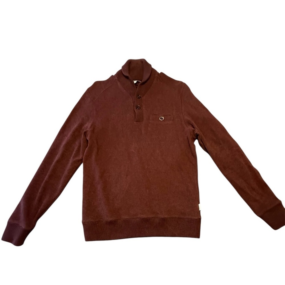 Ted Baker Men's Maroon Quarter Button up Knit Sweater Size 3/Medium